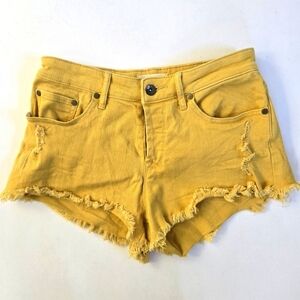 Roxy mustard yellow denim cutoff distressed short shorts sz 26